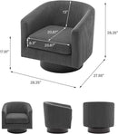 Swivel Barrel Accent Chair, Modern Round Corduroy Fabric Arm Chair for Living Room, Bedroom, Comfy Club Reading Chairs for Adults (Corduroy Grey, Set of 2) by CozyNest Decor