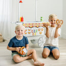 Melissa & Doug Wooden Snacks and Sweets Food Cart - 40+ Play Food pcs, Reversible Awning by TinyTreasures Baby Boutique
