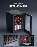 6 Bottles and 6 Cans Compact Beverage Refrigerator, Freestanding Mini Fridge with Temperature Control for Beer Wine, Under Counter Small Refrigerator Adjustable Shelve & Glass Door for Home and Bar by CozyNest Decor