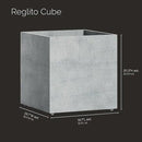 Reglito Cube Planter – Fiberglass Indoor/Outdoor and Weather-Resistant Large Planter (Concrete Stone, 19.7" L x 19.7" W x 20.3" H) by GreenHaven Gardens