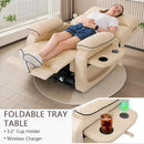 Dual Motor Power Lift Recliner Chair for Adult & Elderly, Infinite Position Lay Flat Lift Chair with Heat & Massage, Cup Holder, Lumbar Pillow, Wireless Charger, USB Ports, Leather (Beige) by CozyNest Decor