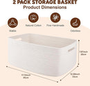 OIAHOMY Storage Basket for Shelves, Closet Cube Storage Bins Baskets for Clothes Blanket Towels, Baby Nursery, Toy Baskets Box, Woven Rope Basket, 17.72*12.99*7.87 IN, 2 Packs White by TinyTreasures Baby Boutique
