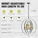 9-Light Globe Rustic Metal Chandelier, 23.6" Black Gold Adjustable Hanging Ceiling Pendant Light Fixture for Entryway Foyer Stairway Bedroom Dining Living Room Hallway by CozyNest Decor