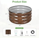 Galvanized Raised Garden Bed- 2Pcs 2x2x1FT Metal Planter Boxes Outdoor | Round Steel Raised Bed Kit & Fire Pit Ring for Gardening with Protective Tape, Gloves for Vegetables (Wood Grain) by GreenHaven Gardens