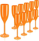 XUWAIDSGN Acrylic Champagne Flutes Toasting Glasses Unbreakable Mimosa Bar Reusable Wine Glasses Vintage Champagne Flutes Stemmed Drinking Cups 5.4 OZ for Christmas Birthday (10, Orange) by CozyNest Decor