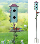 BAYN 57” Bird Houses Stake for Outside, Metal Wild Bird Feeder Double-Hole Birdhouse Stake with Cylinders Design Outdoor Decorations for Patio, Backyard, Garden by CozyNest Decor