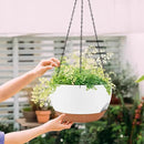 2 Pack Hanging Planters for Indoor Outdoor Plants, 12 Inch Self Watering Hanging Pot with Drainage Holes and Saucer, Plastic Plant Pots, White Brown Flower Pots for Kitchen, Balcony, Garden by CozyNest Decor