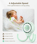 Dreamegg Portable Stroller Fan - 4000mAh Rechargeable Baby Stroller Fan With LED Display, Night Light, Hidden Blade, Detachable 4 Speed 360°Rotate, Handheld Cooling for Crib,Travel, Car Seat(Green) by TinyTreasures Baby Boutique
