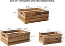 Set of 3 Nesting Wooden Crates, Rustic Wooden Storage Container Boxes with Cutout Handles, Decorative Farmhouse Wood Baskets for Display (Natural) by CozyNest Decor