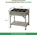 VegTrug 8 Pocket Herb Garden, Wooden Herb Planter with Herb Snips, Gray Wash by GreenHaven Gardens