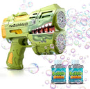 Rechargeable Green Dolphin Bubble Guns for Kids, LED Light Up Bubble Machine Blower with 2 Bottles Bubble Refill Solution for Kids, Bubble Makers Blaster for Toddlers, Summer Wedding Toys Gift by TinyTreasures Baby Boutique