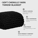 L'AGRATY Chunky Knit Blanket Throw: 80''x90'' Chenille Chunky Knitted Throw Blanket for Bed Couch - Handmade Thick Big Cable Knit Blanket - Large Chunky Crochet Rope Blanket for Home Decor(Black) by CozyNest Decor