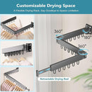 JAUREE Clothes Drying Rack Wall Mounted, Laundry Drying Rack Collapsible, Space Saving Wall Drying Rack Clothing Foldable, Tri-Fold Retractable Rack Outdoor Indoor with 18 Hooks, Black by TinyTreasures Baby Boutique