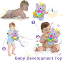 Baby Elephant Musical Stuffed Animals Toy with Light-Up Music & Crinkle Sound Paper,Infant Bilingual Early Learning Education Toys,Tummy Time Toys for 0-3-6-12+ Months Boy Girl, Purple by TinyTreasures Baby Boutique
