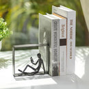Sziqiqi Book Ends for Shelves Decorative: Cast Iron Bookends for Books Cute Statue Book Ends on Bookshelf Human Sculpture Decoration - Geometric Bookend Unique Gift for Shelves Room Office Decorative by CozyNest Decor