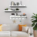 MBYD Picture Shelf Ledge, 24 Inch Floating Shelves for Wall, Nursery Book Shelves with Hooks Set of 3, Floating Shelf Wall Mounted for Bathroom,Kids Room, Living Room, Kitchen Bedroom White by CozyNest Decor