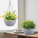 8 inch Small Hanging Planters for Indoor Outdoor Plants, 2 Pack Hanging Flower Pots with Drainage Holes and Chain for Garden Porch, Plastic Hanging Baskets for House Plants, Speckled Grey by CozyNest Decor