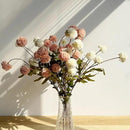 Faux White & Pink Kiku Flower, 10 Stems with 5 Heads Each & 4 Branches Eucalyptus Stems, Artificial Small Mini Chrysanthemum Flowers for Aesthetic Room Decor, Floral Arrangements Centerpiece by CozyNest Decor