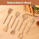 comfoyar Wooden Spoons for Cooking, 7 Pieces Kitchen Cooking Utenails Set with Spatula and Ladle, Heat Resistant Kitchen Cookware for Nonstick Pan-Beech by CozyNest Decor