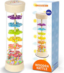 Rain Stick, Montessori Baby Toys for 6-12 Months 1 Year Old, Baby Rattle Wooden Sensory Toys, 7.7” Rainmaker Infant Musical Toy - Gifts for 6 7 8 9 12 Month Old Newborn Boys Girls Toddlers by TinyTreasures Baby Boutique