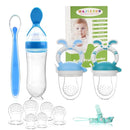 WAJIAYON Baby Fruit Feeder Pacifier | 2 Infant Food Feeder Pacifier & Baby Food Dispensing Spoon | Mesh Fresh Fruit Teethers for Babies Teething Feeders | Shower Gifts for Boys and Girls (Blue) by TinyTreasures Baby Boutique