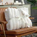 Cozy Bliss Faux Fur Throw Blanket for Couch, Cozy Warm Plush Striped Blanket for Sofa Bedroom Living Room, 60 * 80 Inches Cream White by CozyNest Decor