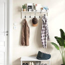 AMBIRD 26.57-Inch Wall Hanging Shelf With Coat Hooks - Entryway Wood Rack With 5 Dual Hooks, 3 Key Hooks, Mail Organizer and Key Holder (White) by CozyNest Decor