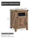 JXQTLINGMU Farmhouse End Table with Charging Station, 18'' Rustic Nightstand with Barn Door & Adjustable Shelf, Wooden Sofa Side Table with 3-Tier Storage for Living Room, Bedroom, Warm Brown by CozyNest Decor