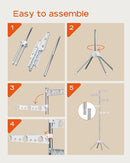 Clothes Drying Rack Foldable, 70.9 inch Tripod Drying Rack for 35 Pieces of Clothes, with Height-Adjustable Rotatable Clothes Rails, Space Saving, Stainless Steel, White and Silver CDR005W01 by TinyTreasures Baby Boutique