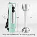Zulay Immersion Stick Mixer Hand Blender - 800 Watts, Turbo Mode, 5-ft Power Electric Cord, Handheld Portable, Stainless Steel Blades - For Effortless Blending Smoothie, Soup, Baby Food, Puree - Aqua by TinyTreasures Baby Boutique