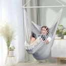Chihee Hammock Chair Hanging Chair with Foot Rest 2 Cushions Max 500lbs Robust Metal Spreader Bar Collapsible Easy Storage Soft Cotton Swing Chair Strong Strap Iron Carabiner Side Pocket Included by GreenHaven Gardens