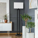 GLOBE Electric 67046 58" Floor Lamp, Matte Black Finish, White Linen Rectangular Shade, Modern Geometric Cutout Design, E26 Base by CozyNest Decor