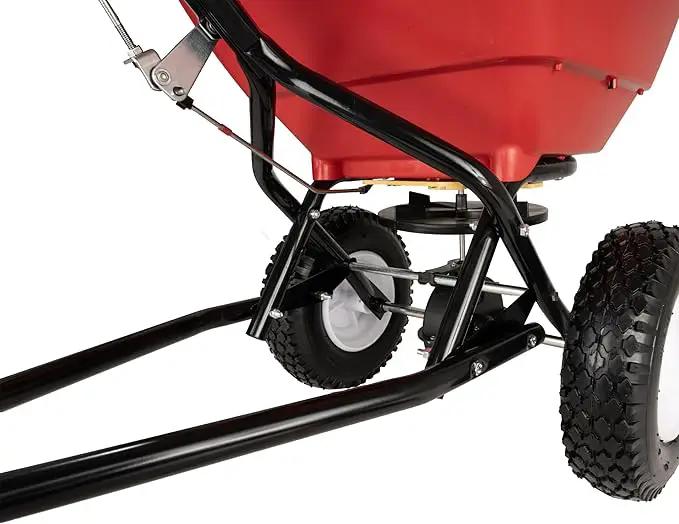 EarthWay Products T150 150lb Towable Broadcast Fertilizer Spreader, Seed Spreader, Pull Behind Aerator/Seeder for Garden Tractor, Easy Flow Control, Adjustable, Non-Skid Tires, photo 6 of 9