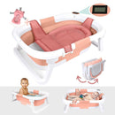 BEBELEH™ Collapsible Baby Bathtub with Thermometer – Bathtub + Baby tub Sling + Newborn Sling – Baby Bathtub Newborn to Toddler 0-24 Months – The Ultimate Baby Bath tub! (with Thermometer,Pink) by TinyTreasures Baby Boutique