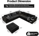 118" Cloud Couch Oversized Modular Sectional Sofa for Living Room,Modern Sofa with Deep Seat，6 Seater Boneless Couch,Comfy Upholstered Corduroy Couches for Apartment, Studio, Office,Bedroom，Black by CozyNest Decor