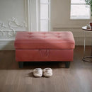Ottoman Rectangular Storage Ottoman Bench, Faux Leather Footrest, Coffee Table, Stool Footstool with Hinged Lid for Living Room, Bedroom, Entryway, Red, 35"x23.5"x17.5" by CozyNest Decor