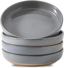 Pasta Bowls 26 OZ,Ceramic Salad Serving Bowls Set of 4,Large 8.2 inch Shallow Bowls Plates for Soup,Fruit,Noodle,Dinner,Dishwasher & Microwave Safe,Gray by CozyNest Decor
