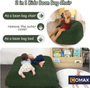 COMAX Kids Bean Bag Chair Turn into Beanbag Bed, Toddler Bean Chair Corduroy for Girl Boy Sleeping, Lazy Children Bean Bags with Filler, Convertible Child Floor Mattress, Dark Green by TinyTreasures Baby Boutique