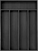 Bamboo Silverware Holder - Drawer Organizer with 5 Slots (Black) by CozyNest Decor