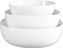Denmark White Porcelain Chip Resistant Scratch Resistant Commercial Grade Serveware, 3 Piece Serving Bowl Set by CozyNest Decor
