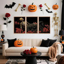 Aurlan Gothic Skeleton Roses Framed Wall Art(16"x24"), 3PCS Romantic Halloween Skull Flowers Canvas Artwork, Dark Moody Goth Mystical Creepy Decor for Home Office Bedroom by CozyNest Decor