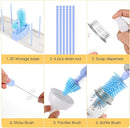 Portable Baby Bottle Brush Set - 7 in 1 Baby Bottle Cleaner Kit, Baby Travel Essential Bottle Washing Kit with Silicone Bottle Brush, Nipple Brush, Straw Brush, Drying Rack for Home and Travel (Blue) by TinyTreasures Baby Boutique