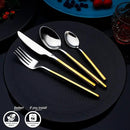 24 Piece Silverware Set For 6 Gold Handle Heavy duty 18/10 Stainless Steel Flatware Set Modern Design Knife/Fork/Spoon Mirror Polished Dishwasher Safe Cutlery Set with Gifts by CozyNest Decor