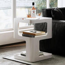 Modern Side Table,White end Table,Unique nightstand,Bedside Table,Metal 3-Tier Night Stand with Storage,Accent Side Table for Couch,Bedroom,Living Room.No Assembly Required. by CozyNest Decor