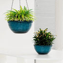 2 Pack Hanging Planters for Indoor Outdoor Plants, 10 Inch Hanging Planter with Drainage Hole & Plug Glazed Hanging Baskets Flower Pots for Garden Home (Blue) by GreenHaven Gardens