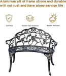 JARDIN DE CENTENNIAL Patio Garden Bench Metal Park Bench Cast Aluminum Outdoor Furniture with Floral Rose for Patio,Park,Lawn,Yard (Copper) by GreenHaven Gardens