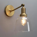 PERMO Industrial Vintage Slope Pole Wall Mount Single Sconce with 6.7" Oval Dome Clear Glass Shade Wall Sconce Light Fixture (Antique Gold) by CozyNest Decor