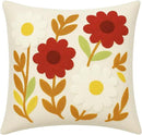 Throw Pillow Cover with Sunflower Embroidery – 18x18 inch Handmade Punch Needle Cushion – 100% Cotton Decorative Pillow for Couch, Bed or Living Room – Boho Floral Home Decor by CozyNest Decor