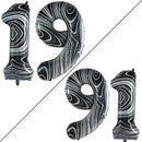 GOER Number 19 Balloons for 19th Birthday Sweet 19 Party Decorations,42 Inch Jumbo Foil Helium 91 Balloons for 91st Birthday Party Decoration (Marble Black) by TinyTreasures Baby Boutique