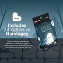 BioSwiss Bandages, Halloween Ghost Shaped Self Adhesive Bandage, Latex Free Sterile Wound Care, Fun First Aid Kit Supplies for Kids, 24 Count by TinyTreasures Baby Boutique